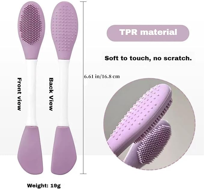 2 in1 Silicone Face Mask Brush & Facial Cleansing Brush, 4 Pack Double-Sided Face Scrubber Applicator for Clay Mud Mask, Cream, Lotion, Exfoliating & Massage, Soft Spa Skincare Tool for All Skin Types