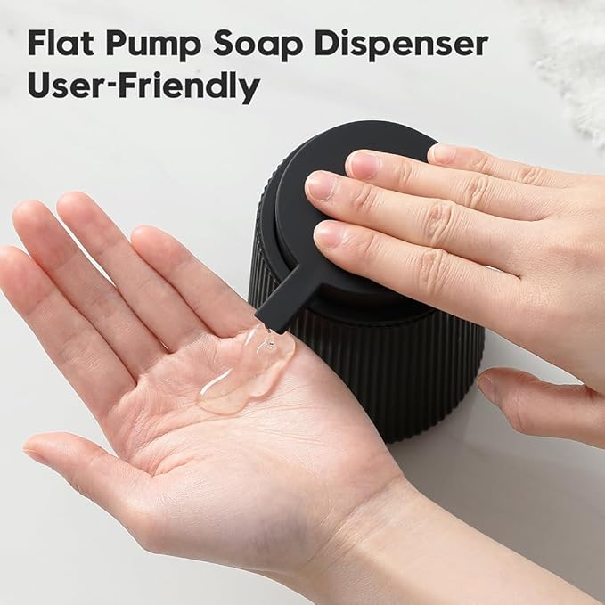 Striped Liquid Hand Soap Dispenser with Leak-Proof Pump for Bathroom and Kitchen Countertop 11oz Black