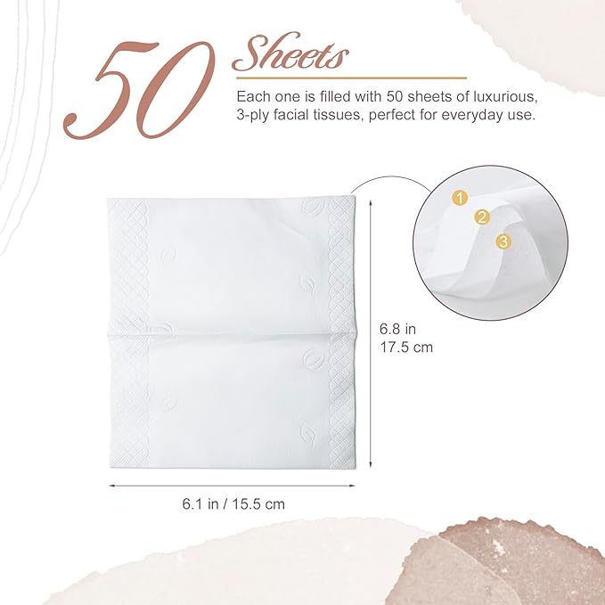 Car Tissues Cylinder, 4-Pack, 50 Tissues per Canister, 3-Ply (200 Total), Facial Tissues for Car Cup Holder, Round Car Tissue Box Holder, Duotone Edit