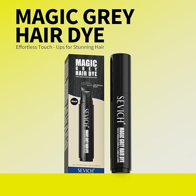 SEVICH Grey Hair Dye Pen, Root Touch Up Stick – Use for Grey Hair Coverage, Natural Plant Extracts, Easy toApply, Waterproof & Sweatproof,Suitable for Both Men and Women(Black)