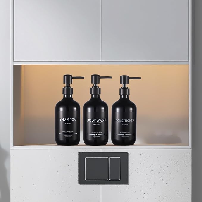 Shampoo and Conditioner Dispenser(5Pack) 16.9oz Refillable Shampoo and Conditioner Bottles,Dispenser for Shower (Black)
