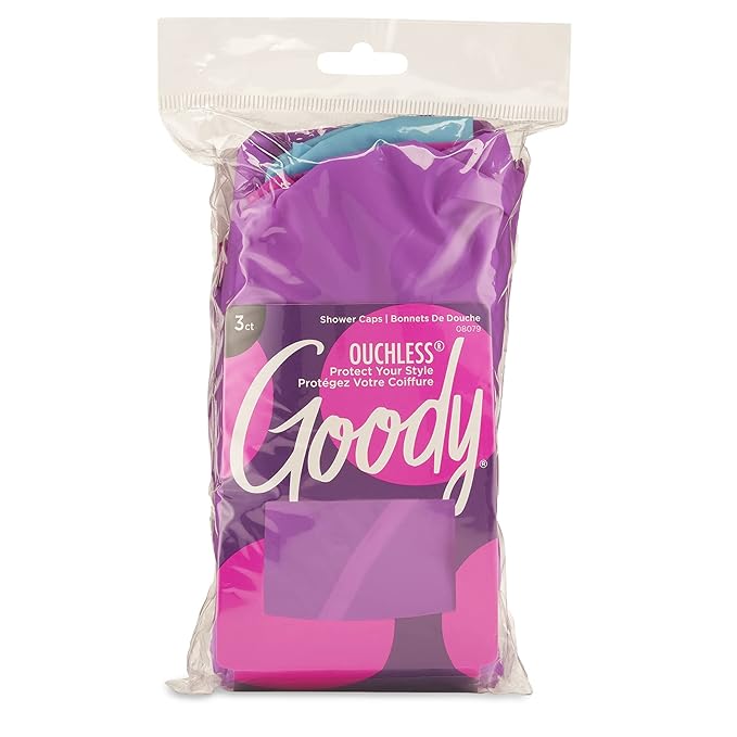 Goody Styling Essentials Shower Cap, 3 Count - Protect Your Hairstyle While Remaining Comfortable - Made With Durable And Waterproof Materials - Hair Accessories For Men, Women, Boys, And Girls