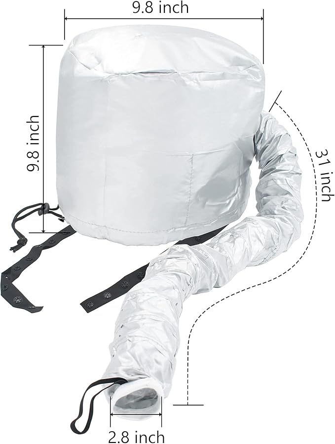 Portable Hair Dryer Bonnet Attachment for Hair Styling, Hair Color, Hair Condition and More - Silver