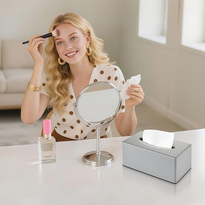 Tissue Box Cover, Rectangular Facial Tissue Holder with Bottom, Decorative Storage Box for Bathroom Vanity, Toilet Tank, Car, Dressers, Night Stand, Rv, Parlors and Offices - Grey