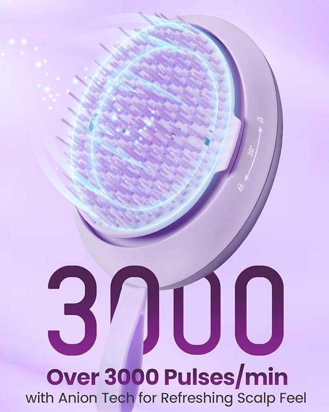 Electric Scalp Massager – Rechargeable Head Massager with Anion Technology, Portable Anti-Frizz Scalp Tool, Scalp Massager Gift for Men & Women(Purple)