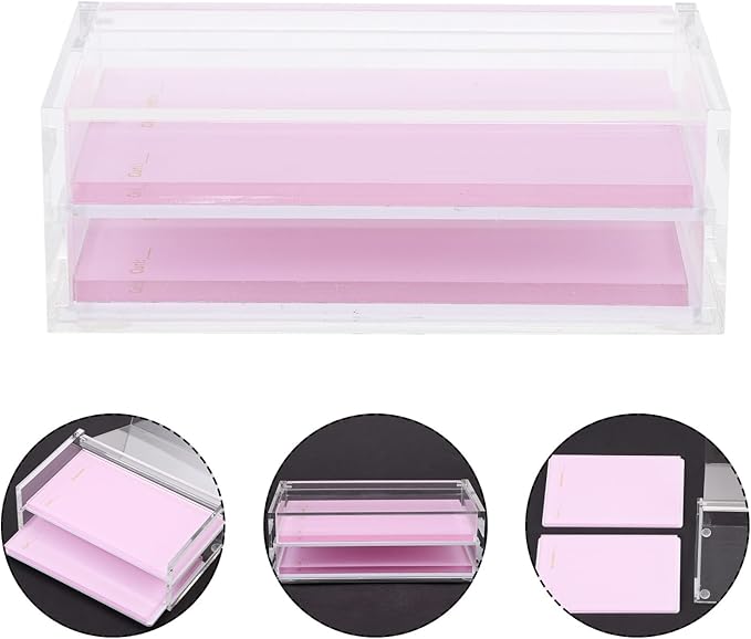 Homoyoyo Pink Acrylic False Eyelash Storage Box Lash Holder Salon Lash Case Cosmetic Display Organizer for Grafting and Travel