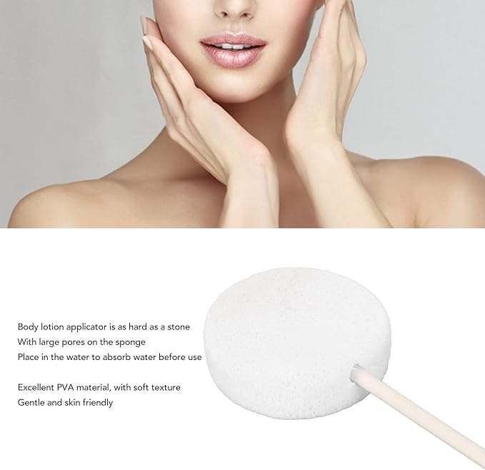 Bediffer 5 Piece Set of Soft Powder Puffs, Long Handled Lotion Applicator with Incredible Water Absorption, Ideal for Home Use, White