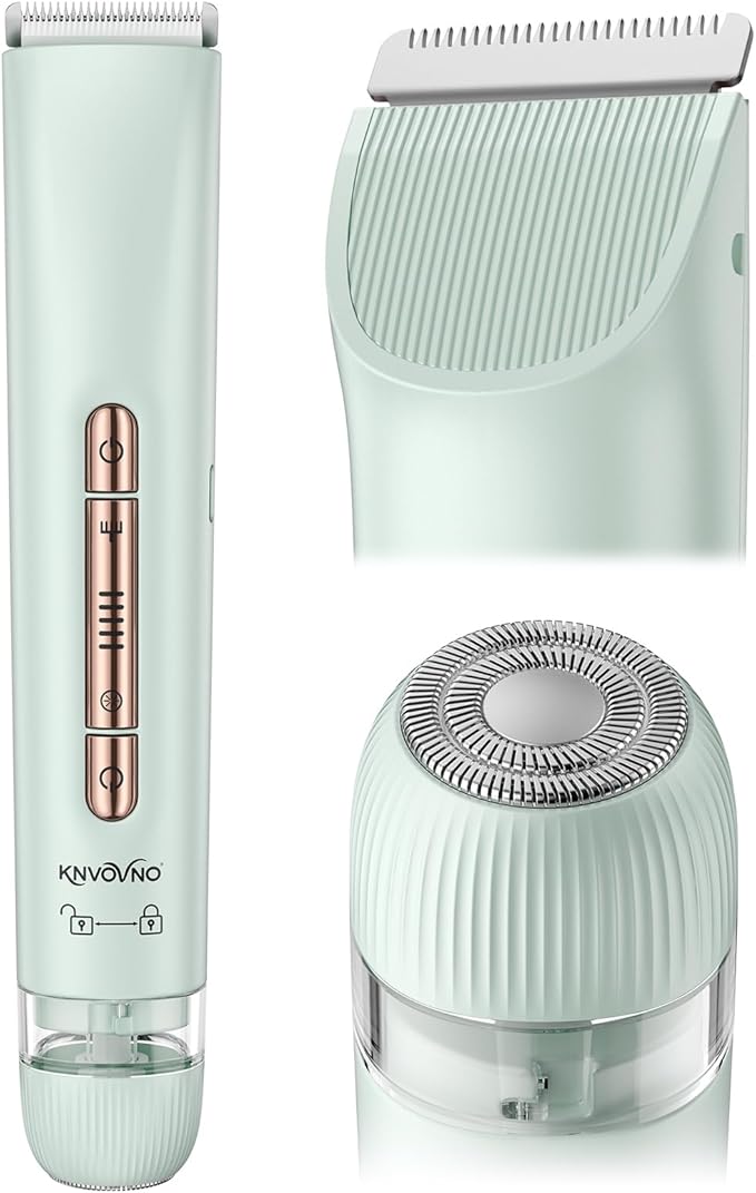Bikini & Body Hair Trimmer for Women, Dual Head - IPX7 Waterproof Electric Razor for Gentle Pubic, Facial, Underarm, and Leg Shaving