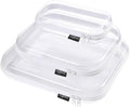 Hard Sided Clear Zipper Case for Storage- Professional-Grade Plastic Clear Zipper Pencil Case,Toy Storage Bins, Toiletry Pouch, Travel Organizer, Cosmetic Bag（White,3 Pack, LMS）