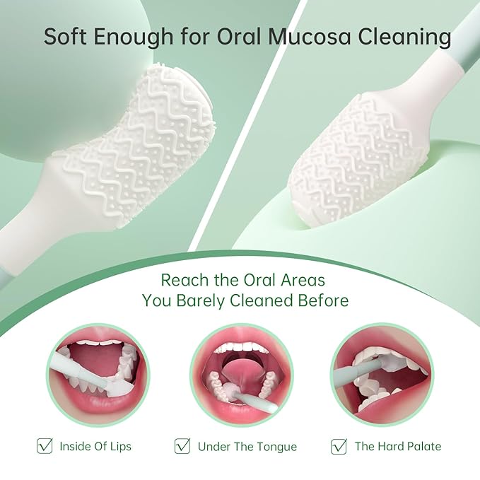 Soft Manual Toothbrush and Oral Mucosa Cleaning Combo