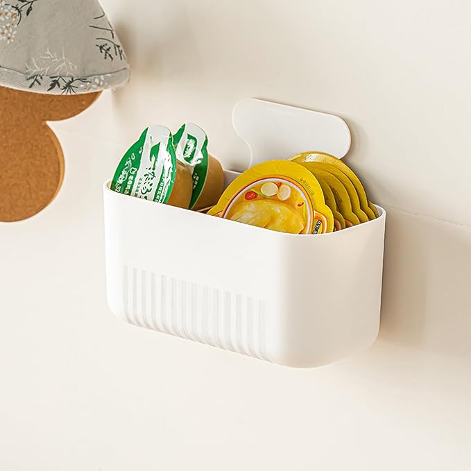 MORNITE Magnetic Cup Storage Holder for Fridge, Locker Magnetic Organizer Bin Basket for Pen,Mail,Card,Laundry,Board,Middle Size,White