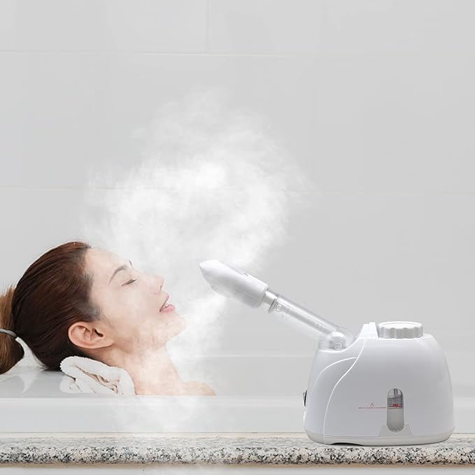 Facial Steamer Nanometer Fine Mist for Facial Deep Cleaning with Towel, 360° Rotating Arm, Deep Cleaning Home Spa Device for Personal Care, Face Steamer for Facial