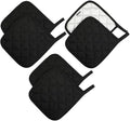 6 Pack Potholders Kitchen Pot Holders Set,Cotton Pot Holders for Kitchen 7 inch hot Pads,Heat Resistant Hot Pads for Cooking and Baking Black