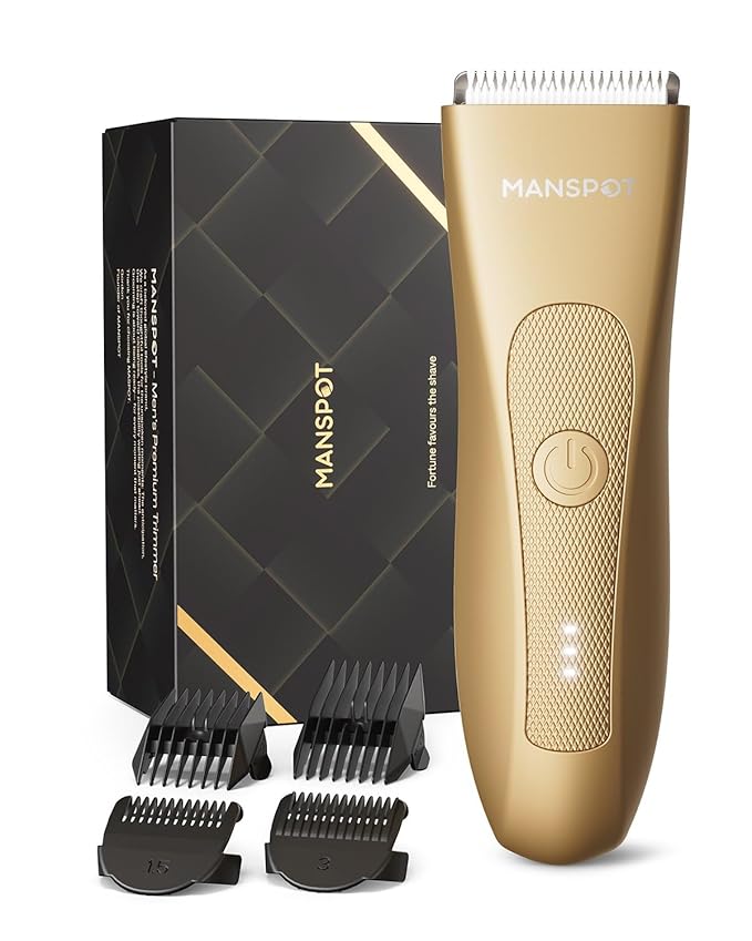 MANSPOT Manscape Hair Finishing Trimmer for Men, Men's Shaverand Razor (Gold) Valentine's Day Gifts for Him Perfect for Husband Boyfriend, Birthday Gifts for Friends Dad and All Men