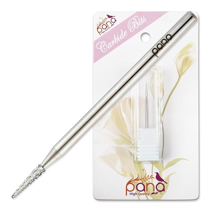 PANA 3/32" Carbide Cuticle Nail Drill Bit for Cuticle Cleaning, Dead Skin Removal, Gel Polish & Acrylic Removal, Under Nail Cleaner, Nail Salon, Manicure Tools (Sharp Point - Silver, Medium)