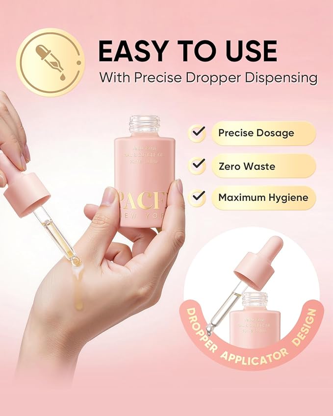 Velour Rosa Nail and Cuticle Oil - 100% Natural Plant-Based Treatment with Jojoba oil, Squalane & Vitamin E - Deep Hydration for Dry Damaged Nails & Cuticle - Non-Greasy, Rose Scent, 1.0 fl oz