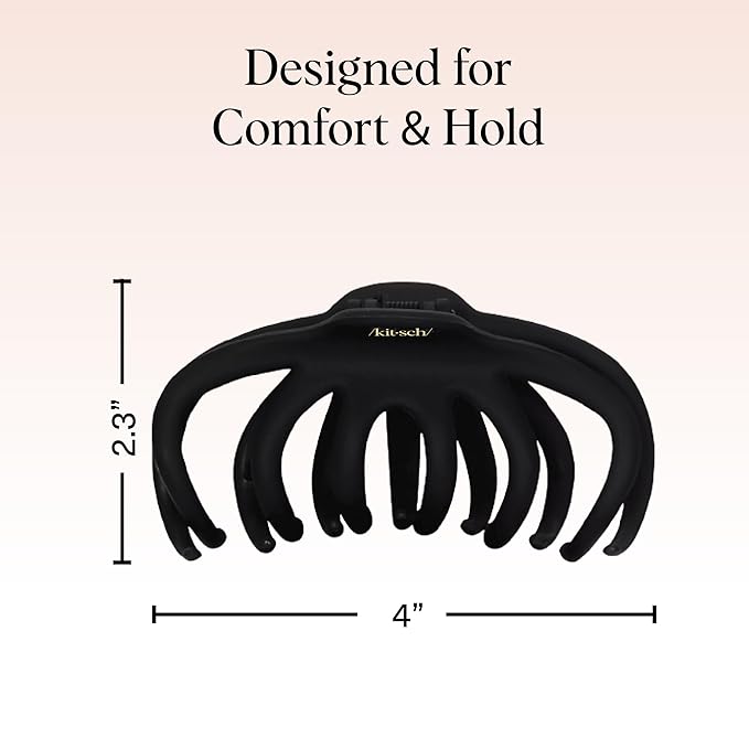 Kitsch Octopus Hair Clips - Large Claw Clips for Thick Hair, | Durable Recycled Plastic | Slip-Free Grip | Ideal Gifts For Women & Teen Girl Gifts Trendy Stuff - Classic Black & Tortoise, 2pcs