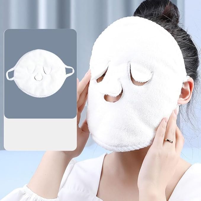 Beaupretty Hot Cold Facial Mask Towel 2Pcs Reusable Coral Fleece Moisturizing Spa Towels for Facial Care Steaming Compress for Skin Pore Cleansing and Relaxation
