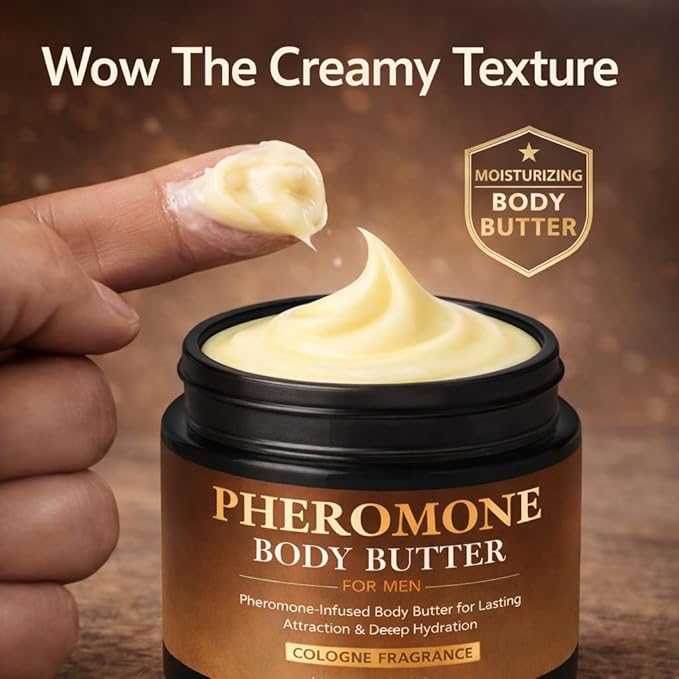 Pheromone Body Butter for Men, Cologned Skin Body Cream with Shea Butter, Cocoa Butter & Coconut Oil, Non-Greasy, Long-Lasting Scent, Alcohol-Free, Vegan, 5 oz (1 pack)