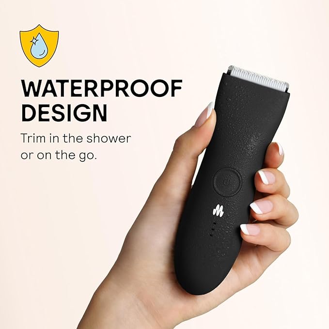 MERIDIAN The Trimmer Premium - Body Hair Trimmer & Electric Shaver for Men and Women for Pubic Hair, Chest, Legs & Bikini Line, Waterproof & Rechargeable, Onyx