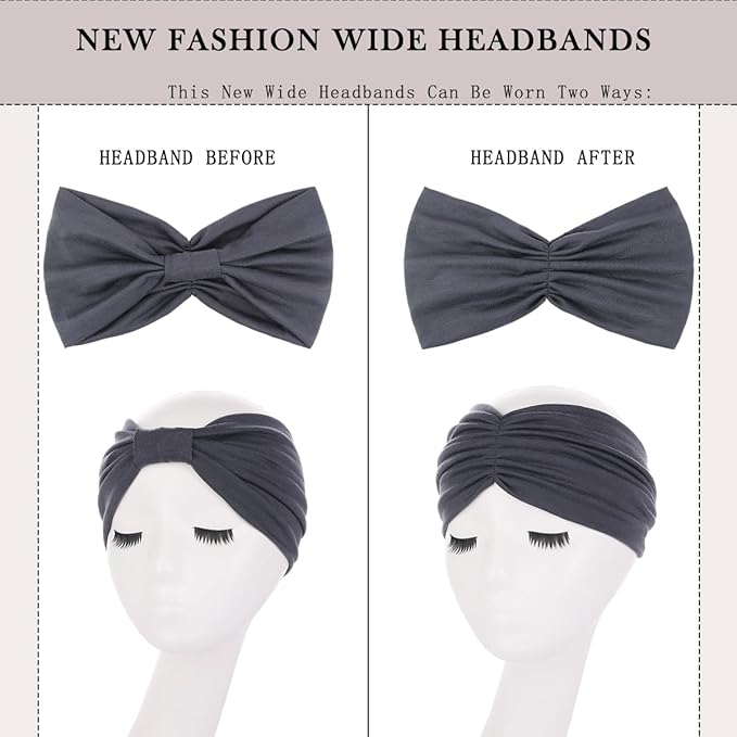 Kachanaa 6 Packs New Wide Headbands for Women's Hair,Non Slip Soft Elastic Bandeau Hair Bands Makeup Yoga Workout Running Sweat Hair Wraps Fashion Hair Accessories