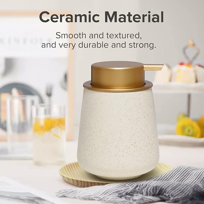 Foaming Soap Dispenser - 12 Oz Ceramic Soap Dispenser with Pump, Liquid Hand soap Dispenser for Bathroom & Kitchen, Refillable Lotion Dispenser