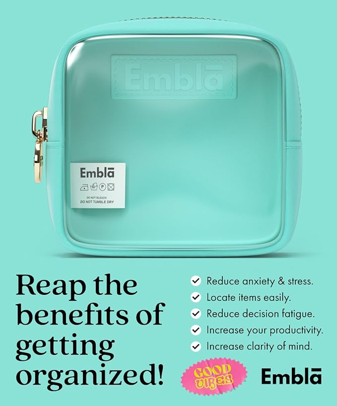 Embla Clear Small Makeup Bag for Purse Cute Mini Make Up Nylon Organizers Tiny Cosmetic Bags for Women Girls Little Toiletry Travel Pouches Zipper Skincare Pouch Organizer Turquoise