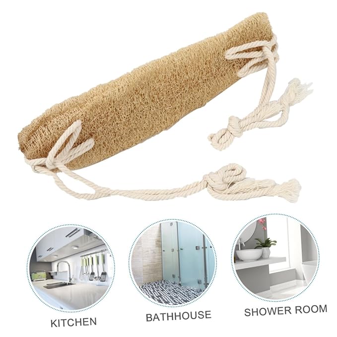 minkissy 3pcs Exfoliating Loofah Back Scrubber Strap for Shower Natural Cotton Material Soft and Comfortable Back Washer for Deep Cleaning Bathing Accessory for Body Care