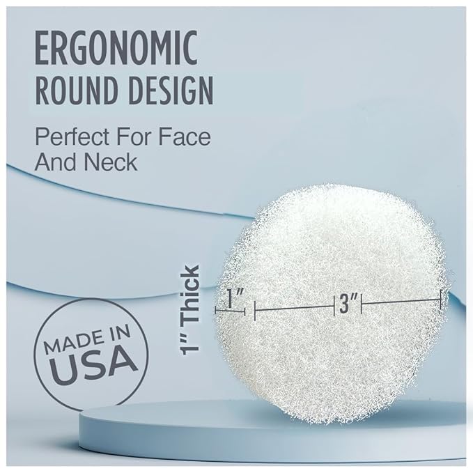 HartFelt Round Face Scrubber for Women | Reusable Facial Sponges for Daily Cleansing | Facial Exfoliating Pads for Removing Dead Skin, Dirt & Makeup | Use with Favorite Cream | Made in USA - 30 Count