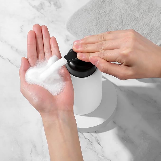UUJOLY Foaming Hand Soap Dispenser, Ceramic Jar, White, 2 Pack