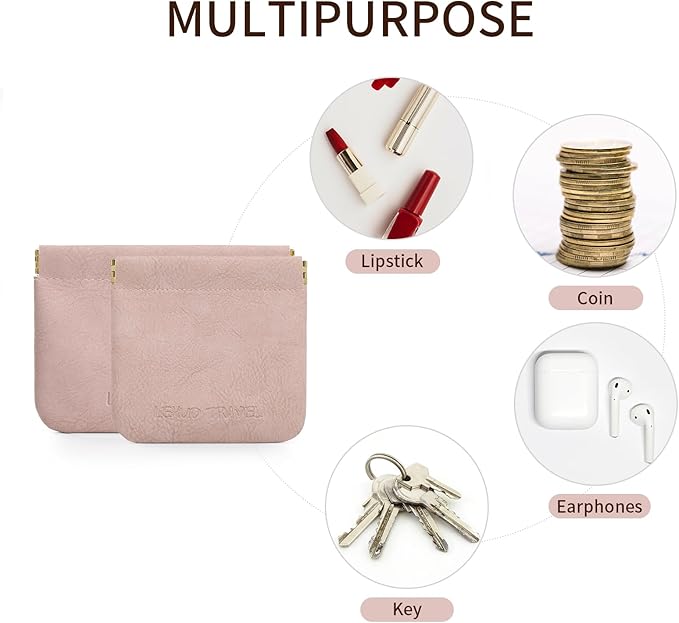 RIGHT AWAY 2 PCS Small Makeup Bag for Purse,Mini Cosmetic Organizer Make Up Bag for Women,Squeeze Coin Purse Pouch,Portable Tiny Makeup Pouches for Cosmetic Accessories,Lipstick, Jewelry, Card, Coins