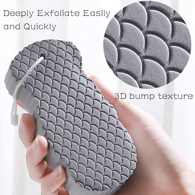 Magic Exfoliating Bath Sponge, Upgraded Magic Exfoliating Body Scrubber, 3D Super Soft Bath Shower Sponge for Body Removes Dead Skin (Upgraded Version 2PCS)