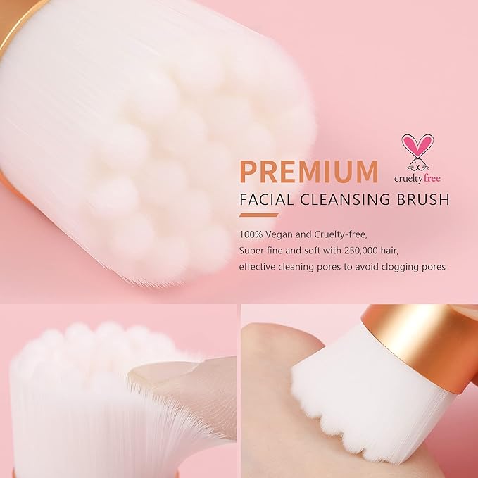 DUcare Manual Facial Cleansing Brush, 2-in-1 Skin Care face Brush Dual End Facial Manual Dual Face Wash Brush for Deep Pore Exfoliation Massaging