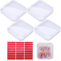 OIIKI 5pcs Clear Press on Nail Boxes, Nail Art Display Box with Adhesive Double Sided Tape, Plastic Storage Case Container Packaging Supplies for Art Business Salon
