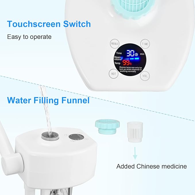 Professional Facial Steamer, Vaporizador Facial Steamer for Esthetician, Face Steamer on Wheels, Rocker Arm/Preheat/Hot Mist Adjustment/Timer Function, Facial Steamers for Home Salon Spa Skin Cleaning