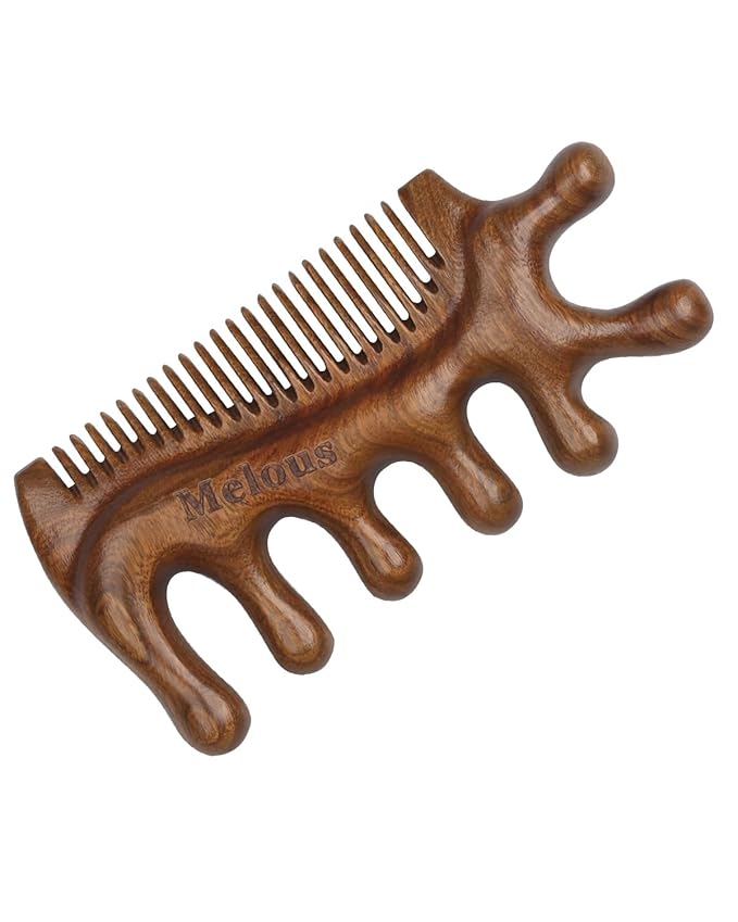 4 in 1 Sandalwood Gua Sha Massager, Scraping Massage Comb, Meridians Tool for Hair, Face, Eye Neck Body Massage