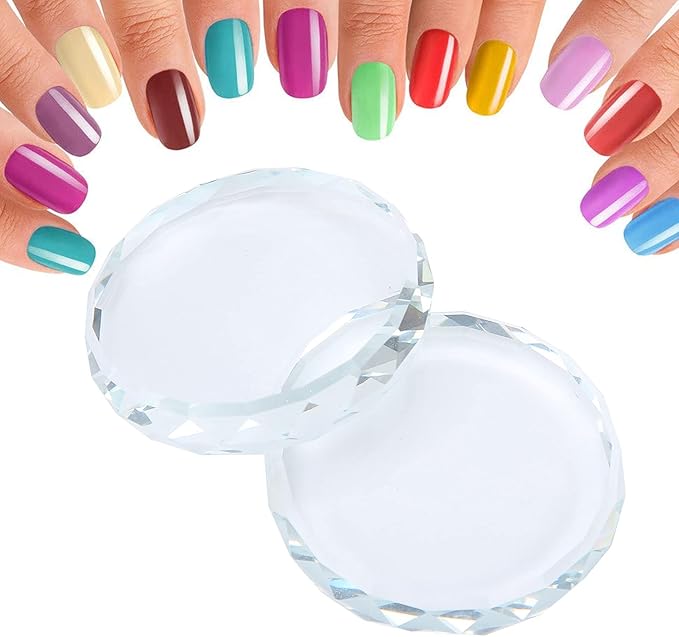 Yinhing Nail Palette Board, Nail Art Palette,2PCS/Set Nail Art Palettes Color Mixing Toning Glass False Eyelash Glue Hold Makeup Pallet for Acrylic Manicure