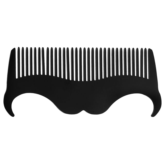 Beard Shaper Tool Stainless Steel Comb Mustache Styling Guide Small Metal Beard Trimmer Accessory for Men Portable Grooming Kit with Black Opp Pocket