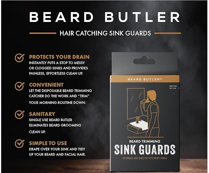 Disposable Beard Hair Catcher for Men - No Plastics - Biodegradable Sink Cover for Shaving and Trimming - Beard Bib Alternative - Simply Buzz, Catch, Toss