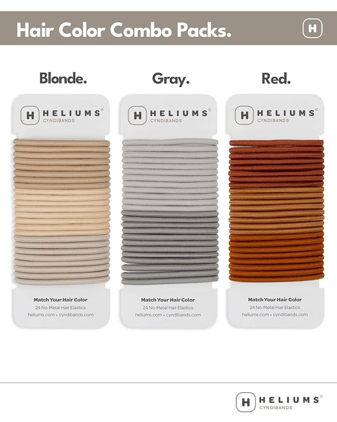 Cyndibands Elastic Hair Ties – Light Gray - No Damage 4mm Ponytail Holders for Women & Kids, 24-Pack Hair Elastics in Neutral Colors