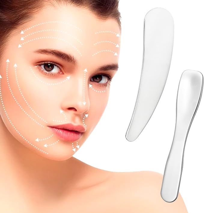 3pcs Mini Stainless Steel Makeup Spatula, Reusable Cosmetic Cream Spatulas Spoon, Skincare Scoop Applicator Facial Massage Beauty Tools for Mixing and Sampling Face Eye Cream- Silver