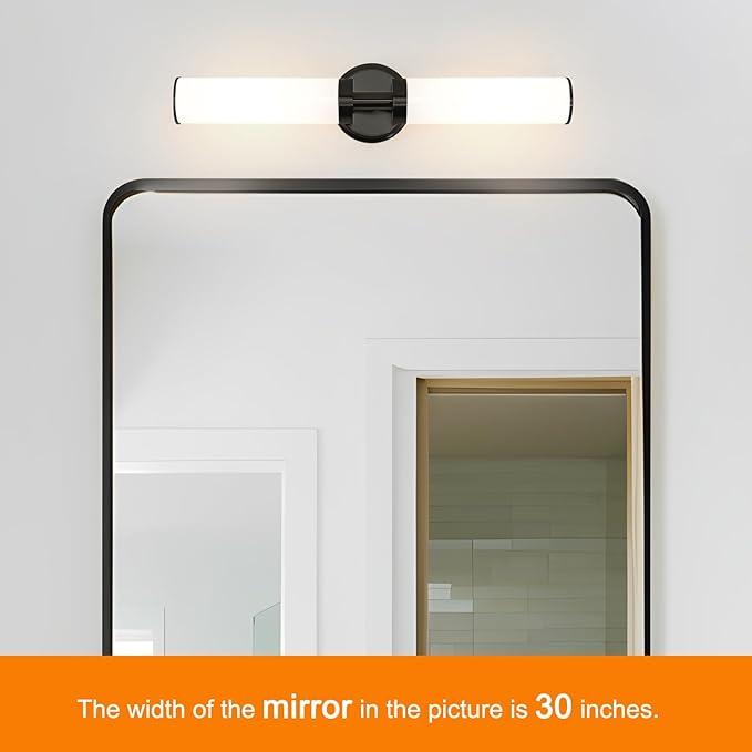 Matte Black Wall Sconces Set of 2, Modern Bathroom Vanity Lights for Mirror, Wall Light Fixtures with Milk Glass for Bathroom, Bedroom, Hallway, E26 Base, Bulbs Required, 22.05 Inch