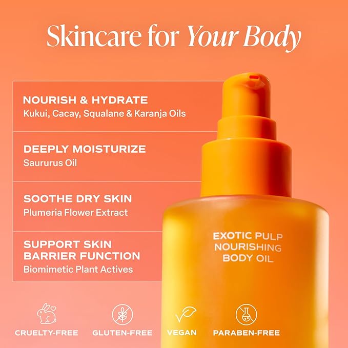 Saltair Body Oil – Silky After Shower and Bath Dry Oil for Women and Men – Non-Greasy, Well-Absorbing Moisturizer for Hydrating Dry Skin – Exotic Pulp Scent, 4oz