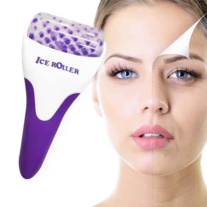 Ice Roller for Face,Cold Facial Massager for Eye Puffiness,Skin Care Tools for Migraine Relief and Blood Circulation (Purple)