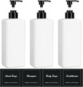 Suream 3Pack Empty Plastic Bottles with Pump, 16.9oz Refillable Shampoo Bottles for Shower, Lotion Press Dispenser, White Countertop Container for Shampoo, Conditioner, Body Soap, Hand Sanitizer, Oil