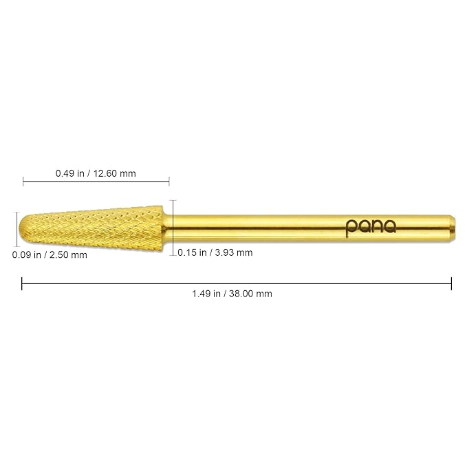 USA PANA Professional 3/32" Shank Size - Cone Shape Carbide Bit - Nail Drill Bit for Manicure Pedicure Tools Dremel Machine - Gold, Silver (Fine, Gold)
