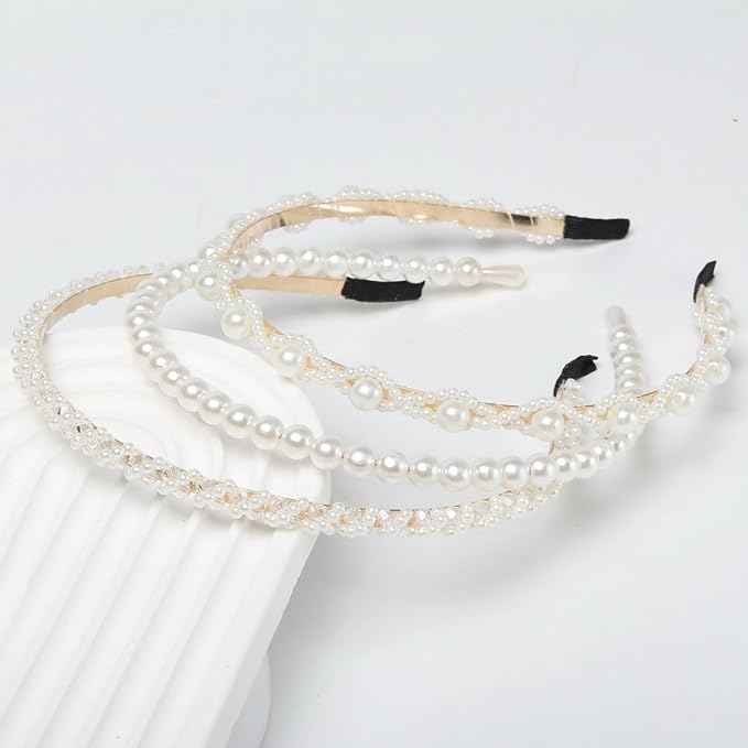 6 Pack Headbands for Women Girls Plastic Wavy Hair Band with Teeth Pearl Headband Non Slip Fashion Neutral Hairbands Cute Hair Accessories