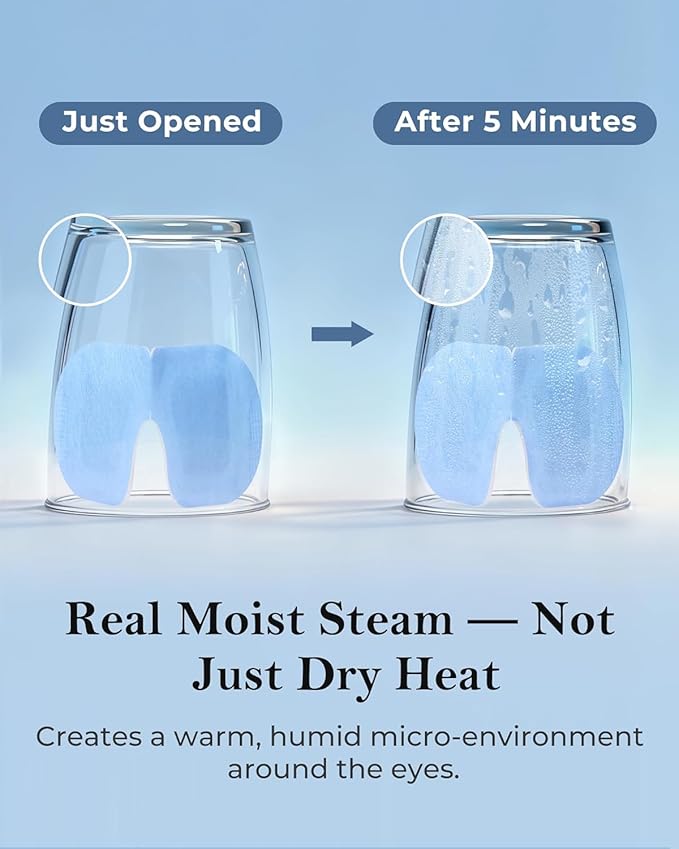Self Heating Steam Eye Mask: Warm Eye Compress for Dry Eyes, Stye Eye Treatment - 10 Packs Disposable Moist Heated Sleep Mask for Tired Eyes & Headache Relief - Ideal for Travel & Spa Gift(Unscented)