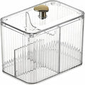 Cotton Swab Holder Cotton Pad Holder with 3 Compartments Clear Bathroom Vanity Storage Organizer