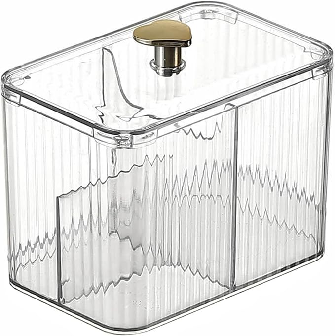Cotton Swab Holder Cotton Pad Holder with 3 Compartments Clear Bathroom Vanity Storage Organizer